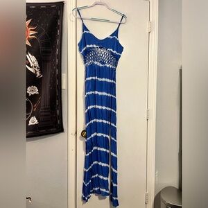 Indah blue and white coverup dress